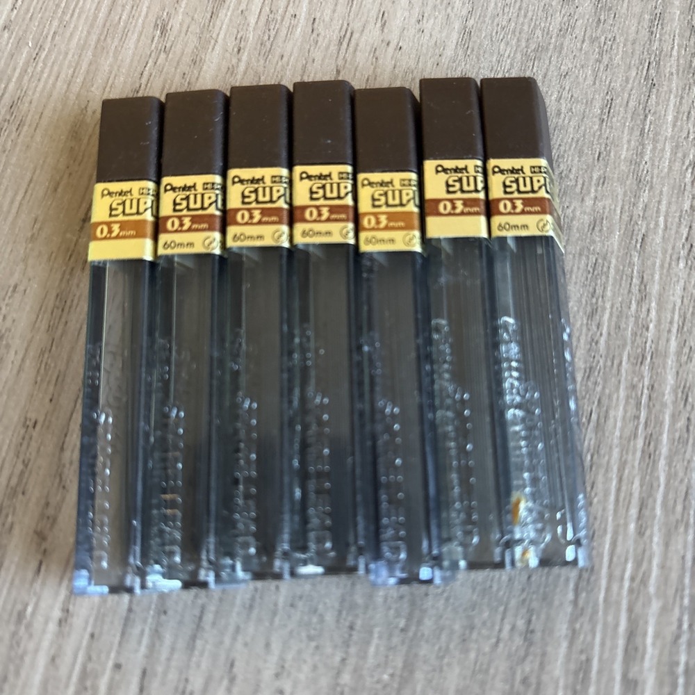 Lot‎ Of 7 Packs Of 12 Pentel Super Mechanical Pencil Leads 0.3mm HB 60mm